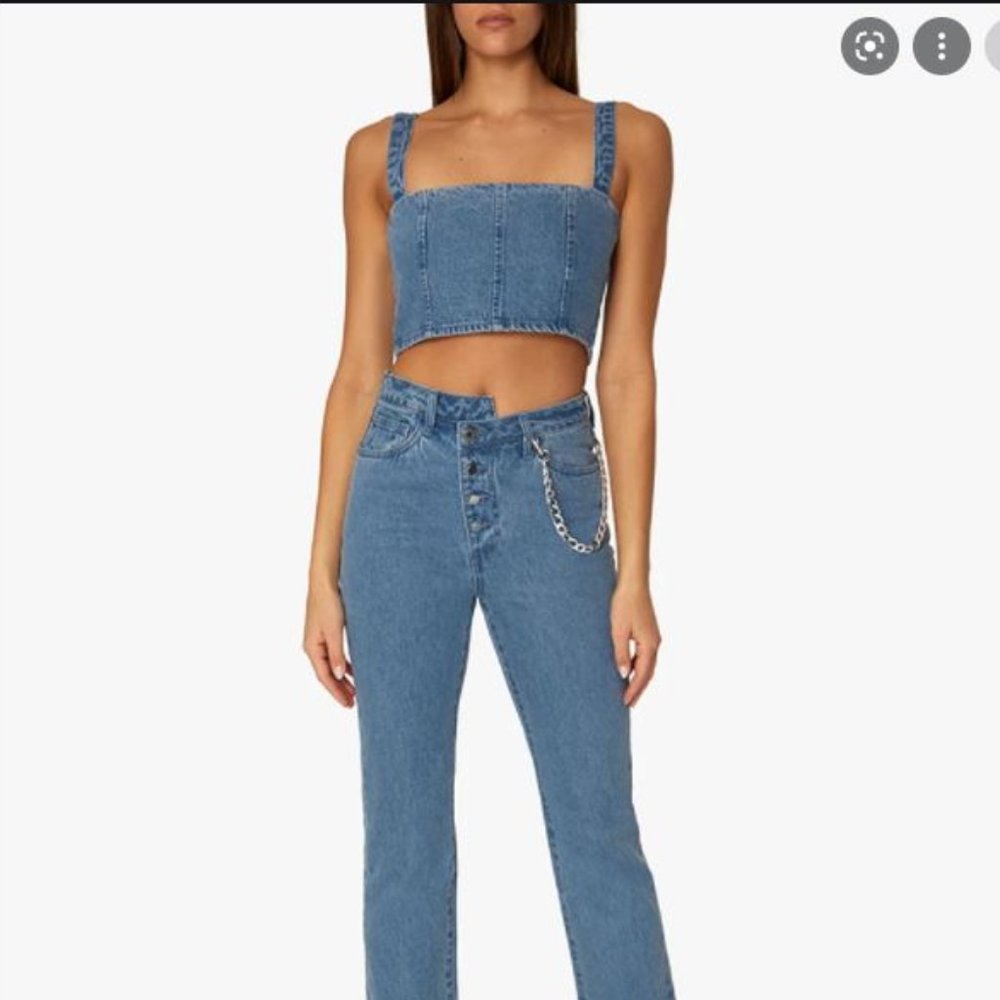 WEWOREWHAT DENIM DUSTIER TOP